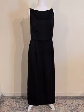 Classic Black Evening Dress With Beaded Straps Size L